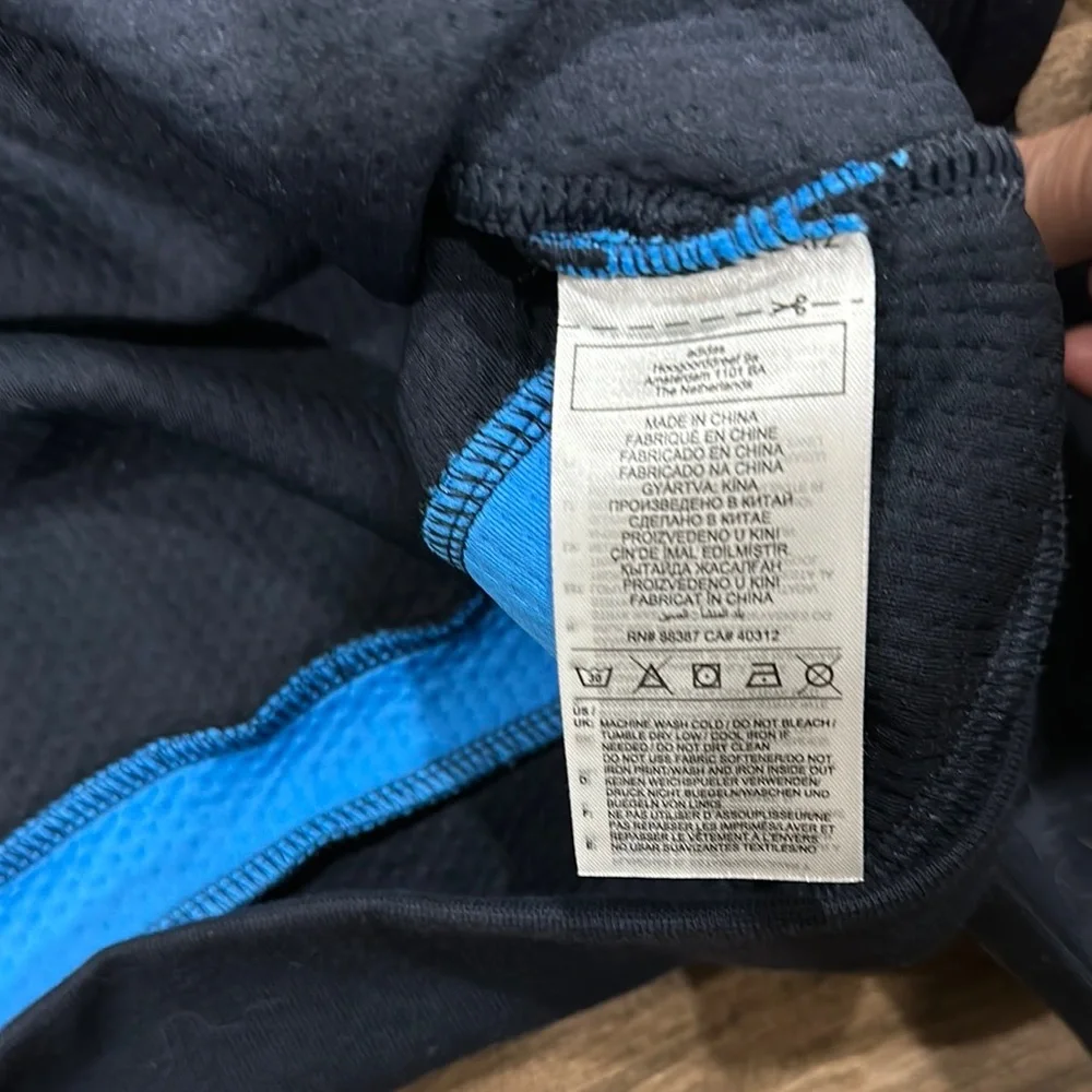 Adidas Blue and White Geometric Crewneck Sweater